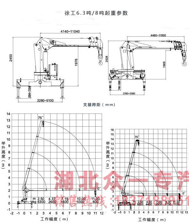 东风天锦8吨随车吊起重参数图